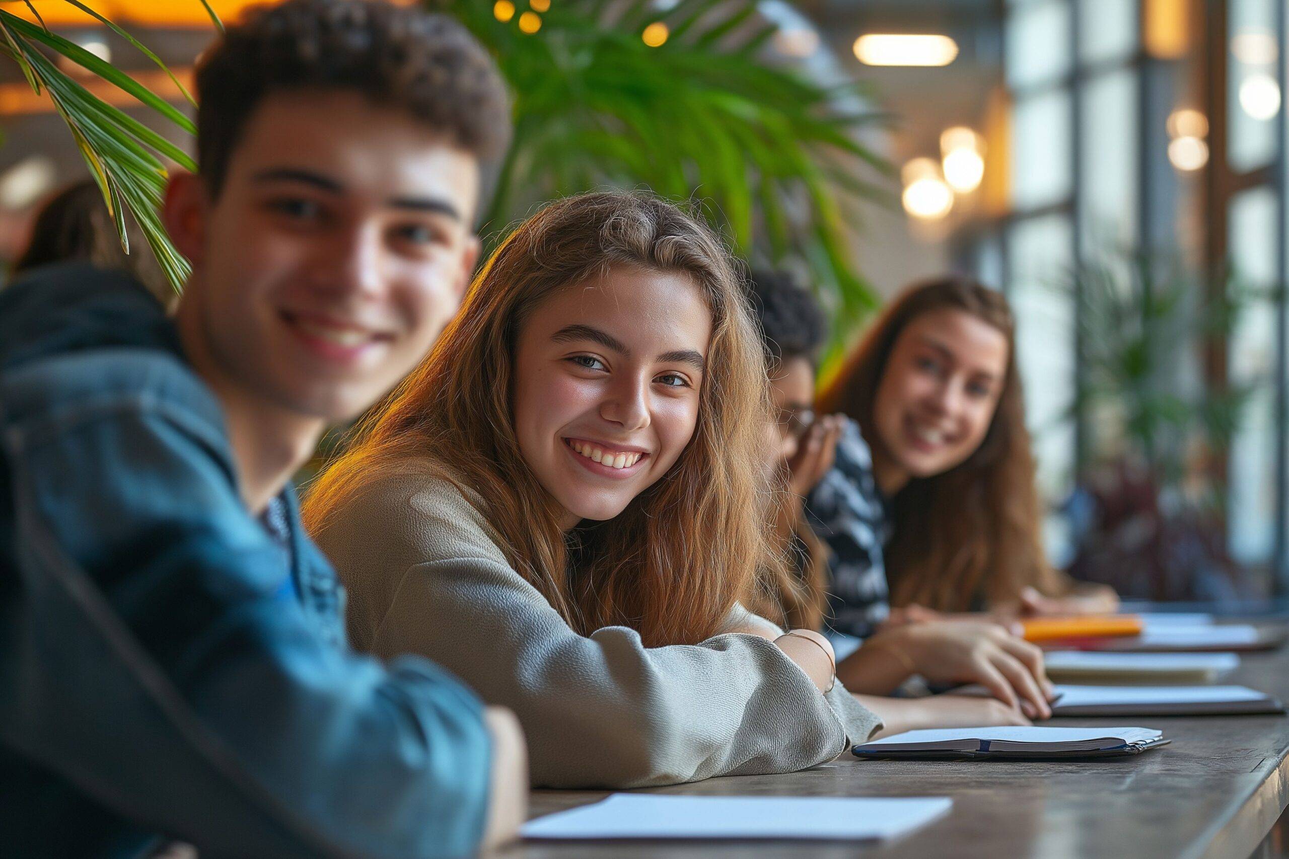 Schüler bei der Vorbereitung einer Klassenfahrt